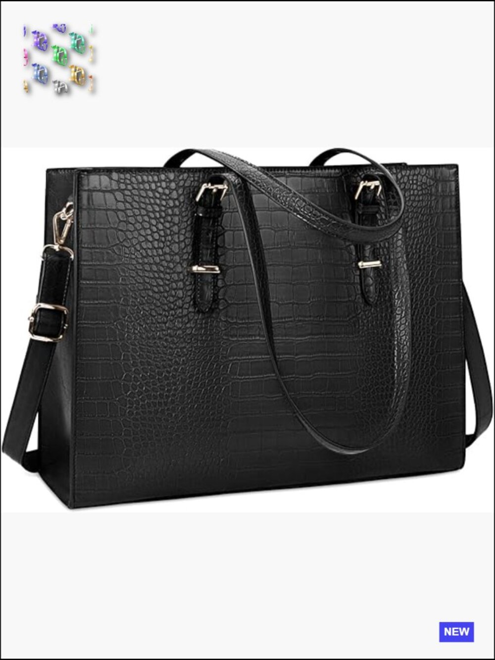 15.6 Inch Crocodile Leather Tote Bag Laptop Work Briefcase Professional Handbag